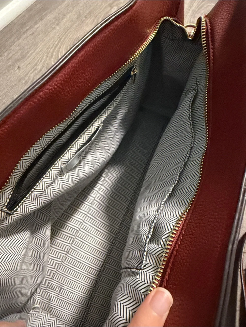 Structured Red Women’s Tote Bag with Front Pocket